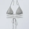 Strass-Wickel-Bikini-Oberteil – Grau – Strass Strass-Wickel-Bikini-Oberteil – Grau – Strass