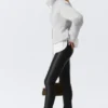 Stretch-Hose mit niedriger Leibhöhe und ausgestelltem Bein – Schwarz