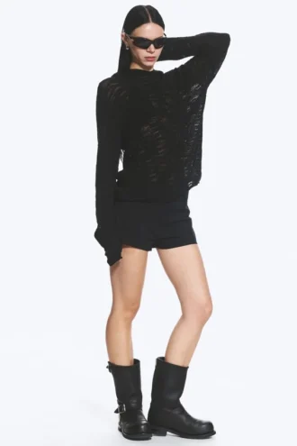 Strick-Kapuzenpullover – Schwarz Strick-Kapuzenpullover – Schwarz