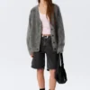 Strickjacke aus Mohair-Mischung – Dunkelgrau Strickjacke aus Mohair-Mischung – Dunkelgrau