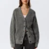 Strickjacke aus Mohair-Mischung – Dunkelgrau Strickjacke aus Mohair-Mischung – Dunkelgrau