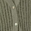 Strickjacke mit V-Ausschnitt und offenem Strickmuster – Khaki-Grün Strickjacke mit V-Ausschnitt und offenem Strickmuster – Khaki-Grün