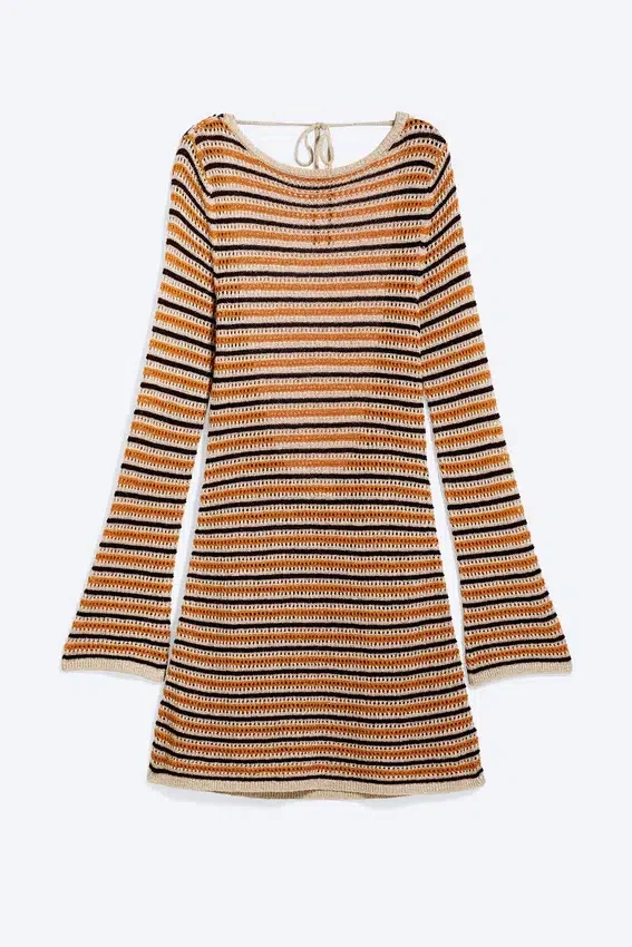 Strickkleid mit offenem Rücken – gestreift, orange Strickkleid mit offenem Rücken – gestreift, orange