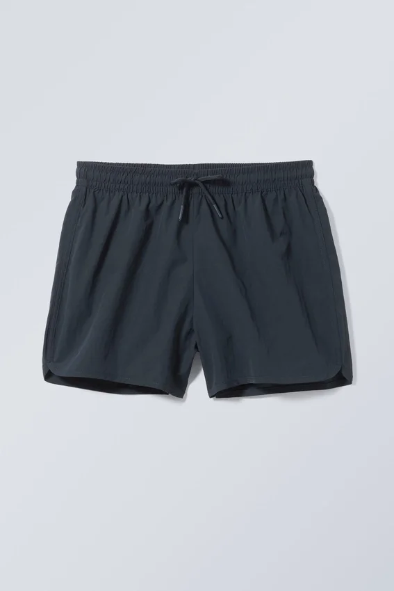 Strukturierte Badeshorts in mittlerer Länge – Dunkelblau Strukturierte Badeshorts in mittlerer Länge – Dunkelblau