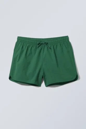 Strukturierte Badeshorts in mittlerer Länge – Dunkelgrün