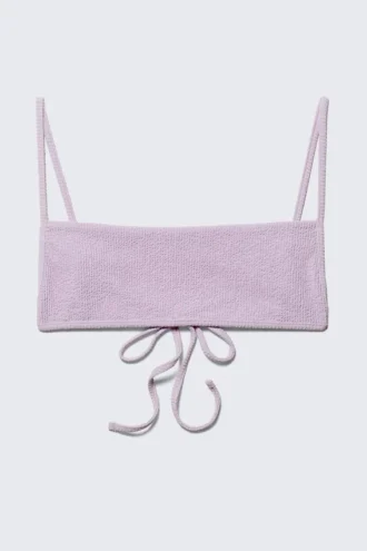 Strukturiertes Bikini-Oberteil mit quadratischem Ausschnitt – Helllila
