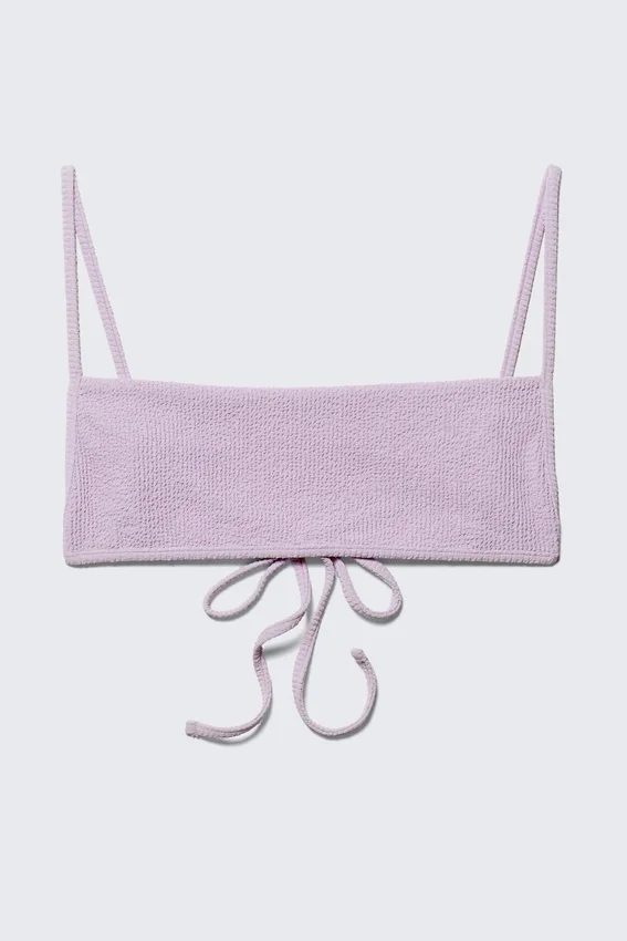 Strukturiertes Bikini-Oberteil mit quadratischem Ausschnitt – Helllila Strukturiertes Bikini-Oberteil mit quadratischem Ausschnitt – Helllila