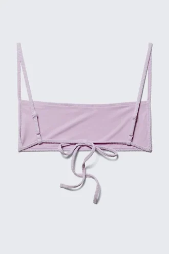 Strukturiertes Bikini-Oberteil mit quadratischem Ausschnitt – Helllila