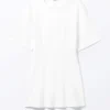 Strukturiertes Mini-T-Shirt-Kleid – Weiß Strukturiertes Mini-T-Shirt-Kleid – Weiß