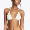 Strukturiertes Triangel-Bikini-Oberteil mit Trägern – Hellbeige Strukturiertes Triangel-Bikini-Oberteil mit Trägern – Hellbeige