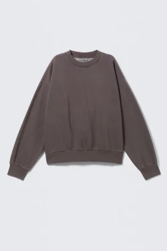Sweatshirt in lockerer Passform – gewaschen, dunkelbraun