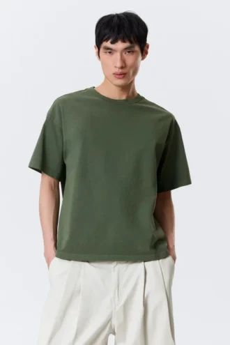 T-Shirt in lockerer Passform – gewaschen, dunkelgrün