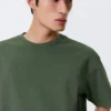 T-Shirt in lockerer Passform – gewaschen, dunkelgrün