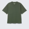 T-Shirt in lockerer Passform – gewaschen, dunkelgrün