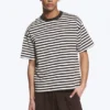 T-Shirt in lockerer Passform – weiße und dunkelbraune Streifen