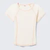T-Shirt mit Kontrastnähten – Off-White – orangefarbene Nähte T-Shirt mit Kontrastnähten – Off-White – orangefarbene Nähte