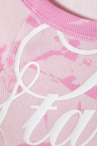 T-Shirt mit Kontrastnähten – Pink Stardust