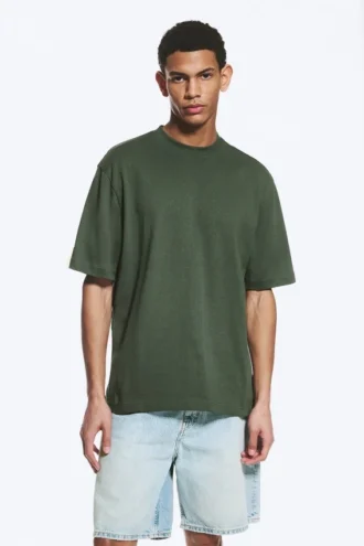 T-Shirt mit lockerer Passform – Dunkelgrün