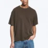 T-Shirt mit lockerer Passform – gewaschen, dunkelbraun