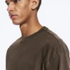 T-Shirt mit lockerer Passform – gewaschen, dunkelbraun
