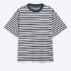 T-Shirt mit lockerer Passform – Weiß – Marineblaue Streifen