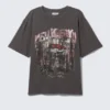T-Shirt mit Print und Used-Look, kurzärmelig – Dunkelgrau – Rock ‚N‘ Roll