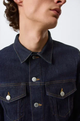 Taillierte Denim-Truckerjacke – Blue Rinse – Dunkelblau