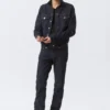 Taillierte Denim-Truckerjacke – Blue Rinse – Dunkelblau