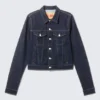 Taillierte Denim-Truckerjacke – Blue Rinse – Dunkelblau