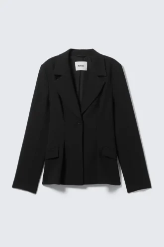 Taillierter Einreiher-Blazer – Schwarz