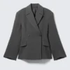 Taillierter Zweireiher-Blazer – Dunkelgrau meliert Taillierter Zweireiher-Blazer – Dunkelgrau meliert