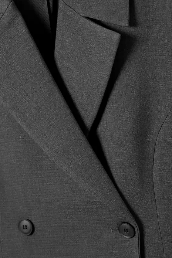 Taillierter Zweireiher-Blazer – Dunkelgrau meliert Taillierter Zweireiher-Blazer – Dunkelgrau meliert