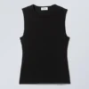 Tailliertes Baumwoll-Tanktop – Schwarz Tailliertes Baumwoll-Tanktop – Schwarz