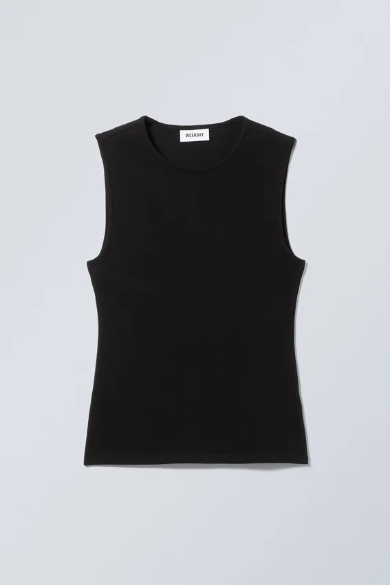 Tailliertes Baumwoll-Tanktop – Schwarz Tailliertes Baumwoll-Tanktop – Schwarz