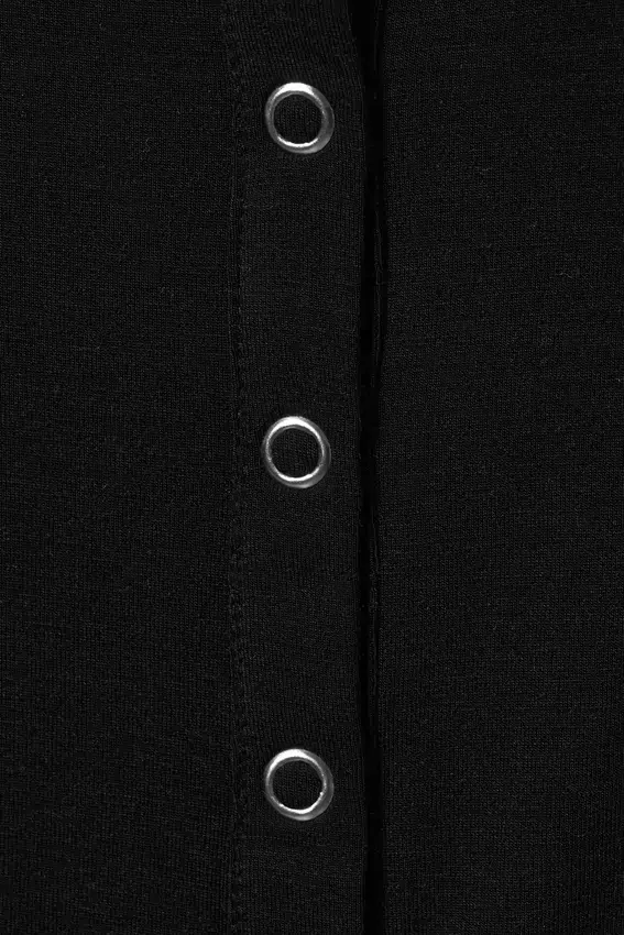 Tailliertes Langarm-Henley-Top – Schwarz Tailliertes Langarm-Henley-Top – Schwarz