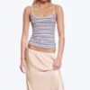 Tanktop mit schmalen Trägern – Blau/Rosa mehrfarbig gestreift Tanktop mit schmalen Trägern – Blau/Rosa mehrfarbig gestreift