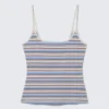 Tanktop mit schmalen Trägern – Blau/Rosa mehrfarbig gestreift Tanktop mit schmalen Trägern – Blau/Rosa mehrfarbig gestreift