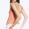 Tanktop mit schmalen Trägern – gestreift in Rosa/Orange Tanktop mit schmalen Trägern – gestreift in Rosa/Orange