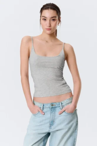 Tanktop mit schmalen Trägern – Grau meliert