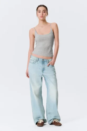 Tanktop mit schmalen Trägern – Grau meliert