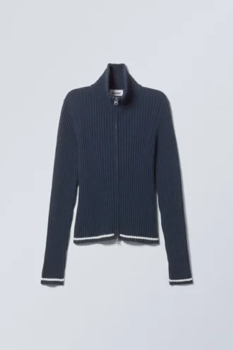 Tarja Sporty Zip Strickjacke – Navy