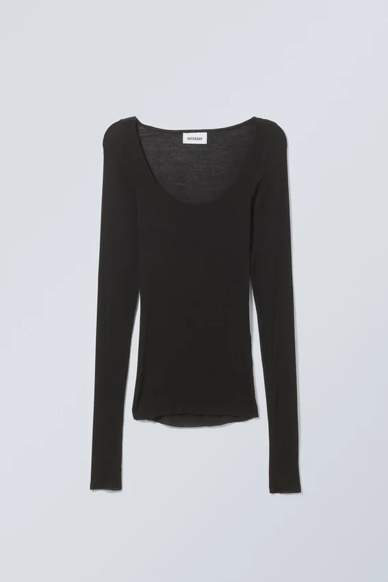 Tea Sheer Langarmshirt – Schwarz Tea Sheer Langarmshirt – Schwarz