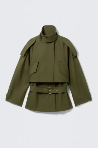 Technischer Trenchcoat im Lagenlook – Khaki-Grün