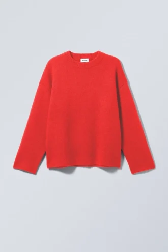 Teo Oversized-Pullover aus Wollmischung – Leuchtend rot