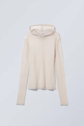 Terri Kapuzenpullover aus transparenter Wollmischung – Hellgrau Terri Kapuzenpullover aus transparenter Wollmischung – Hellgrau