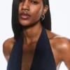 Tief ausgeschnittenes Neckholder-Top – Dunkelblau Tief ausgeschnittenes Neckholder-Top – Dunkelblau
