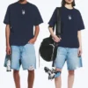 Toffs lockeres, kastenförmiges Fußball-T-Shirt – Dunkelblau