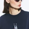 Toffs lockeres, kastenförmiges Fußball-T-Shirt – Dunkelblau