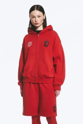 Toffs Loose Fit Zip Football Kapuzenpullover – Leuchtend Rot Toffs Loose Fit Zip Football Kapuzenpullover – Leuchtend Rot