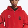 Toffs Loose Fit Zip Football Kapuzenpullover – Leuchtend Rot Toffs Loose Fit Zip Football Kapuzenpullover – Leuchtend Rot